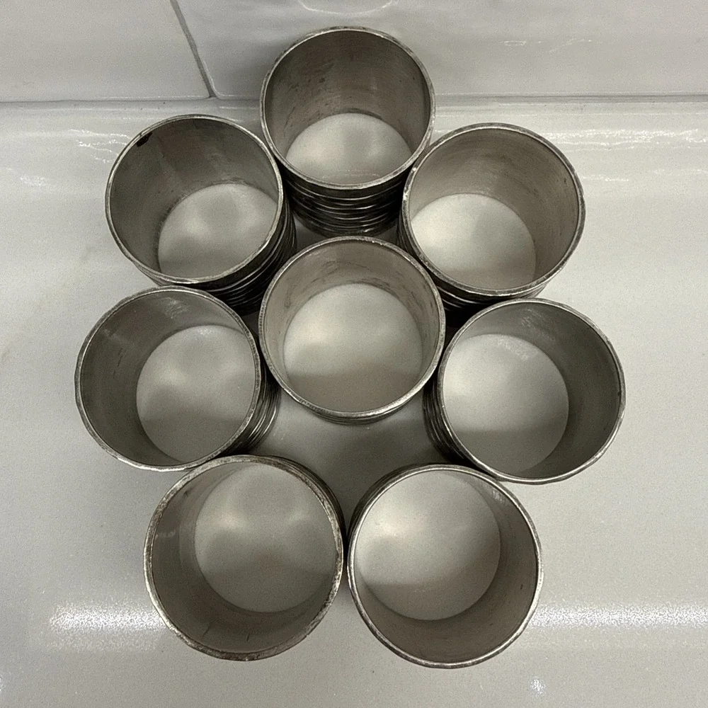 Vintage Brutalist Napkin Rings Set of 8 Pewter Tone Wrapped Coil Modernist